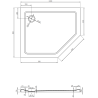 Mexen Flat Fünfeckige Duschwanne Slim Links 100 x 80 cm, schwarz, goldener Siphon - 41P708010L-G