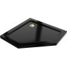 Mexen Flat pentagonale Duschwanne Slim 100 x 100 cm, schwarz, goldener Siphon - 41P701010-G
