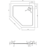 Mexen Flat Fünfeck-Duschwanne Slim 80 x 80 cm, weiß, schwarzer Siphon - 41P108080-B