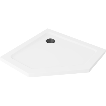 Mexen Flat Fünfeck-Duschwanne Slim 80 x 80 cm, weiß, schwarzer Siphon - 41P108080-B