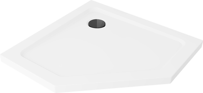 Mexen Flat Fünfeck-Duschwanne Slim 80 x 80 cm, weiß, schwarzer Siphon - 41P108080-B