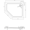Mexen Flat Slim Fünfeck-Duschwanne rechts 100 x 80 cm, weiß, Siphon schwarz - 41P108010R-B