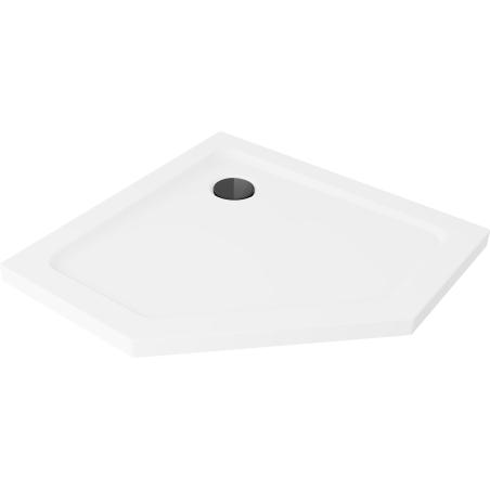 Mexen Flat fünfeckige Duschwanne slim 90 x 90 cm, weiß, schwarze Ablass - 41P109090-B