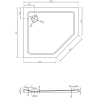 Mexen Flat Fünfeckige Slim-Duschwanne links 100 x 90 cm, weiß, schwarzer Siphon - 41P109010L-B