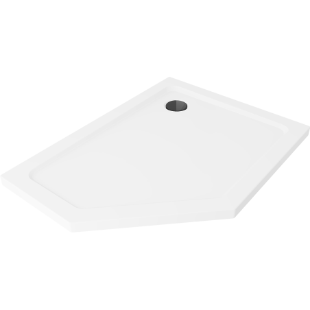 Mexen Flat Fünfeckige Duschwanne Slim Rechts 100 x 90 cm, weiß, schwarzer Siphon - 41P109010R-B