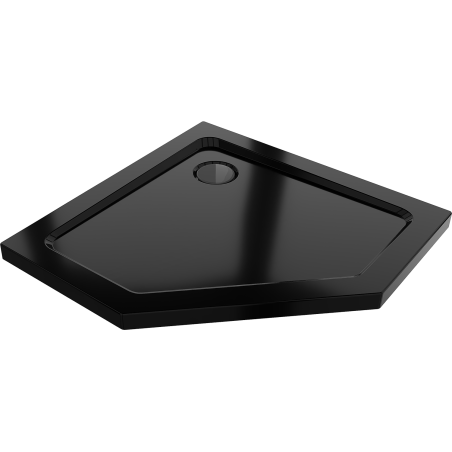 Mexen Flat Fünfeck-Duschwanne Slim 80 x 80 cm, schwarz, schwarzer Siphon - 41P708080-B