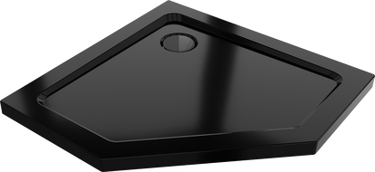 Mexen Flat Fünfeck-Duschwanne Slim 80 x 80 cm, schwarz, schwarzer Siphon - 41P708080-B