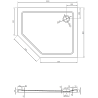 Mexen Flat Fünfeckige Duschwanne Slim Rechts 100 x 80 cm, Schwarz, Siphon Schwarz - 41P708010R-B