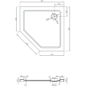 Mexen Flat fünfeckige Slim-Duschwanne 90 x 90 cm, schwarz, schwarzer Siphon - 41P709090-B