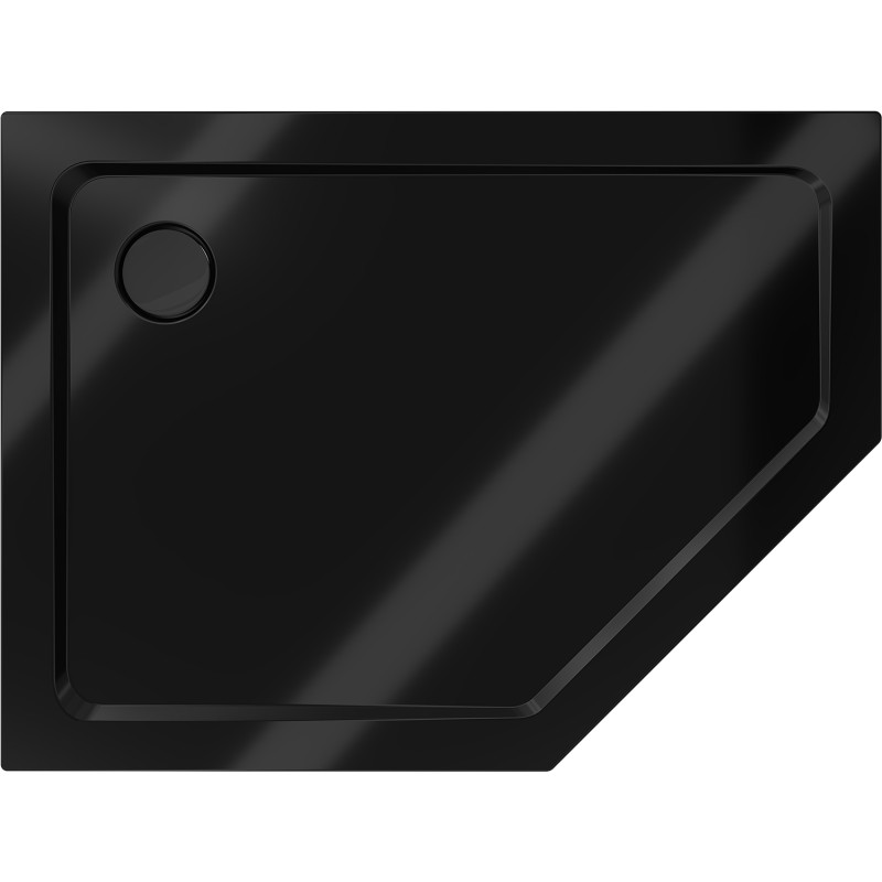 Mexen Flat Fünfeck-Duschwanne Slim Links 100 x 90 cm, schwarz, schwarzer Siphon - 41P709010L-B