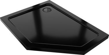 Mexen Flat Fünfeck-Duschwanne Slim Links 100 x 90 cm, schwarz, schwarzer Siphon - 41P709010L-B