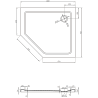 Mexen Flat Pentagonale Slim-Duschwanne rechts 100 x 90 cm, schwarz, Siphon schwarz - 41P709010R-B