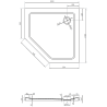 Mexen Flat Fünfeckige Slim-Duschwanne 100 x 100 cm, schwarz, schwarzer Siphon - 41P701010-B