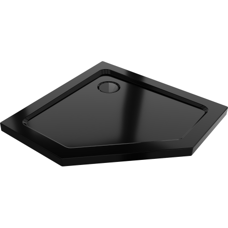 Mexen Flat Fünfeckige Slim-Duschwanne 100 x 100 cm, schwarz, schwarzer Siphon - 41P701010-B