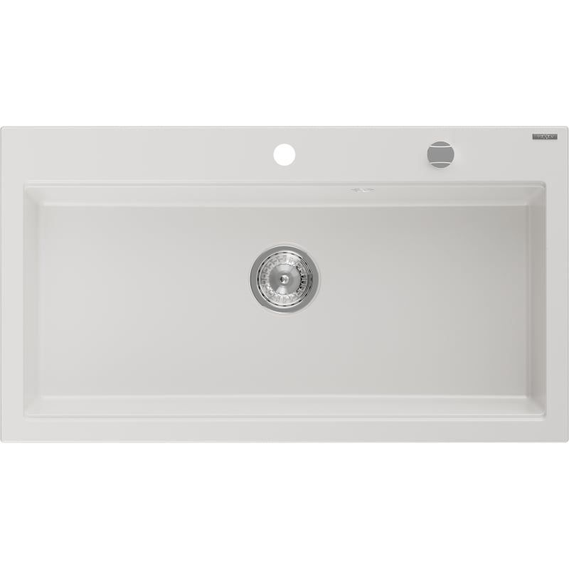 Mexen Slido Granitspüle 1-Becken 900 x 500 mm, weiß, Siphon Chrom - 6528901005-20