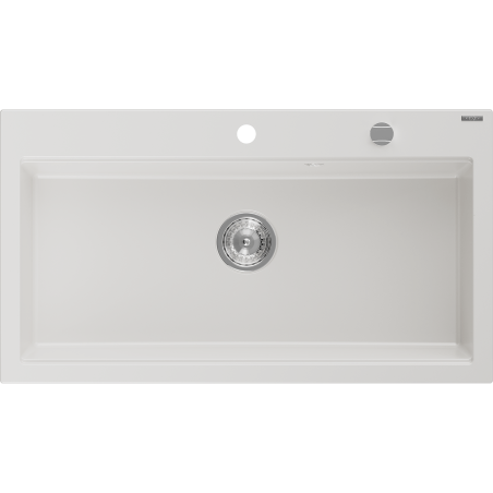 Mexen Slido Granitspüle 1-Becken 900 x 500 mm, weiß, Siphon Chrom - 6528901005-20
