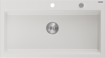 Mexen Slido Granitspüle 1-Becken 900 x 500 mm, weiß, Siphon Chrom - 6528901005-20