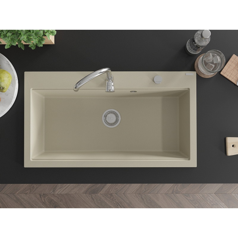Mexen Slido Granitspüle 1-beckig 900 x 500 mm, beige, Siphon Chrom - 6528901005-69