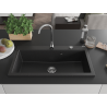 Mexen Slido Granitspüle 1-beckig 900 x 500 mm, schwarz/silberne Metallicfarbe, Siphon Chrom - 6528901005-73