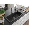 Mexen Slido Granitspüle 1-beckig 900 x 500 mm, schwarz/silberne Metallicfarbe, Siphon Chrom - 6528901005-73
