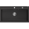 Mexen Slido Granitspüle 1-beckig 900 x 500 mm, schwarz/silberne Metallicfarbe, Siphon Chrom - 6528901005-73