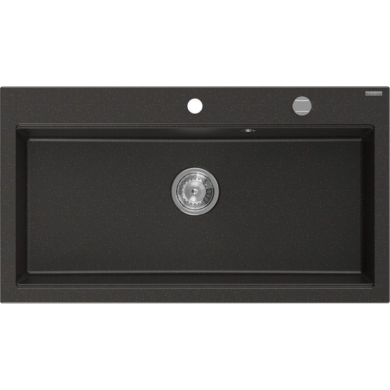 Mexen Slido Granitspüle 1-Becken 900 x 500 mm, schwarz/gold metallic, Siphon Chrom - 6528901005-75