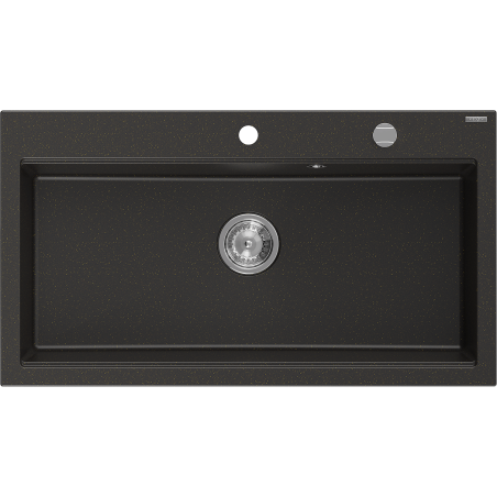 Mexen Slido Granitspüle 1-Becken 900 x 500 mm, schwarz/gold metallic, Siphon Chrom - 6528901005-75