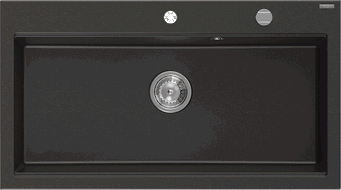 Mexen Slido Granitspüle 1-Becken 900 x 500 mm, schwarz/gold metallic, Siphon Chrom - 6528901005-75