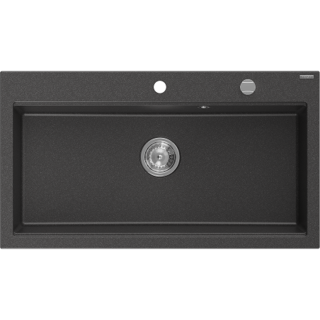 Mexen Slido Granitspüle 1-Becken 900 x 500 mm, schwarz gefleckt, Siphon Chrom - 6528901005-75 - 6528901005-76