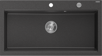 Mexen Slido Granitspüle 1-beckig 900 x 500 mm, schwarz gesprenkelt, Chrom-Siphon - 6528901005-75 - 6528901005-76