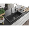 Mexen Slido Granitspüle 1-Becken 900 x 500 mm, schwarz gefleckt, Siphon Chrom - 6528901005-75 - 6528901005-76