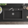 Mexen Slido Granitspüle 1-Becken 900 x 500 mm, schwarz gefleckt, Siphon Chrom - 6528901005-75 - 6528901005-76