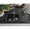 Mexen Gaspar Granitspüle 1,5-Becken mit Abtropffläche und Küchenarmatur Duero, schwarz - 6507-77-671600-00
