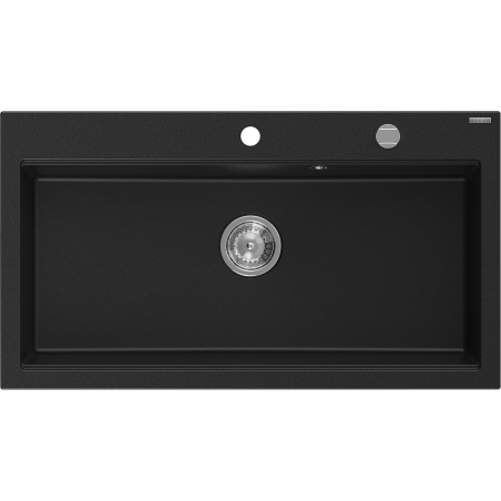 Mexen Slido Einbauwaschbecken aus Granit, 1-beckig, 900 x 500 mm, schwarz, Siphon chrom - 6528901005-77