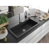 Mexen Slido Einbauwaschbecken aus Granit, 1-beckig, 900 x 500 mm, schwarz, Siphon chrom - 6528901005-77