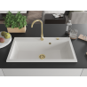 Mexen Slido Granitspüle 1-beckig 900 x 500 mm, weiß, goldener Siphon - 6528901005-20-G