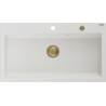 Mexen Slido Granitspüle 1-beckig 900 x 500 mm, weiß, goldener Siphon - 6528901005-20-G