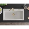 Mexen Slido Granitspüle 1-beckig 900 x 500 mm, weiß, goldener Siphon - 6528901005-20-G