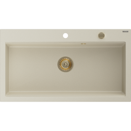 Mexen Slido Granitspüle 1-beckig 900 x 500 mm, beige, goldener Siphon - 6528901005-69-G