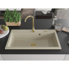 Mexen Slido Granitspüle 1-beckig 900 x 500 mm, beige, goldener Siphon - 6528901005-69-G