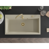 Mexen Slido Granitspüle 1-beckig 900 x 500 mm, beige, goldener Siphon - 6528901005-69-G