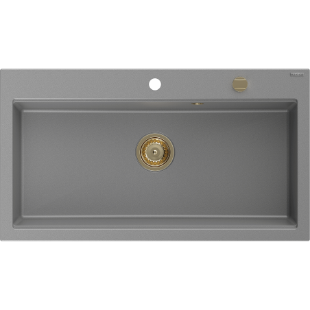 Mexen Slido Granitspüle 1-Becken 900 x 500 mm, grau, Siphon gold - 6528901005-71-G