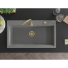 Mexen Slido Granitspüle 1-Becken 900 x 500 mm, grau, Siphon gold - 6528901005-71-G