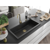 Mexen Slido Granitspüle 1-beckig 900 x 500 mm, schwarz/silber metallic, goldener Siphon - 6528901005-73-G