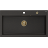 Mexen Slido Granitspüle 1-beckig 900 x 500 mm, schwarz/gold metallic, goldener Siphon - 6528901005-75-G