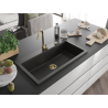 Mexen Slido Granitspüle 1-beckig 900 x 500 mm, schwarz/gold metallic, goldener Siphon - 6528901005-75-G