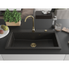 Mexen Slido Granitspüle 1-beckig 900 x 500 mm, schwarz/gold metallic, goldener Siphon - 6528901005-75-G