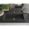 Mexen Slido Granitspüle 1-beckig 900 x 500 mm, schwarz gesprenkelt, Siphon gold - 6528901005-76-G