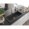 Mexen Slido Granitspüle 1-beckig 900 x 500 mm, schwarz gesprenkelt, Siphon gold - 6528901005-76-G