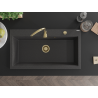 Mexen Slido Granitspüle 1-beckig 900 x 500 mm, schwarz gesprenkelt, Siphon gold - 6528901005-76-G